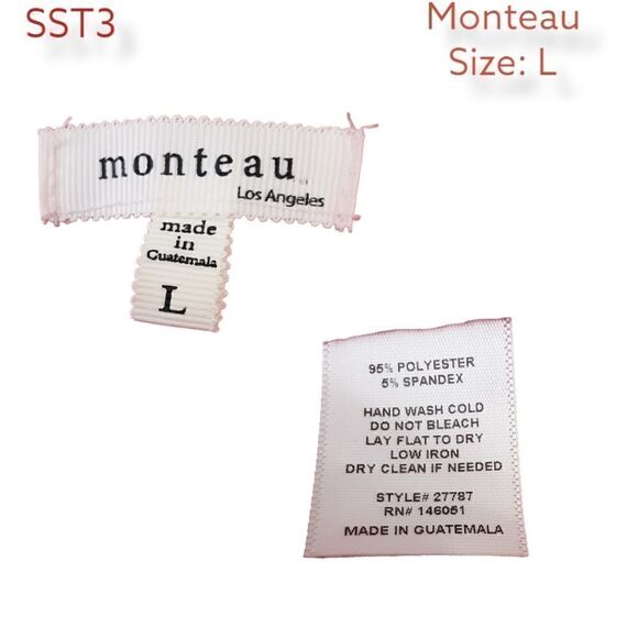 Fabulous Monteau, Solid Red Scalloped, Cold Shoulder Blouse, Sz Large - Picture 3 of 3